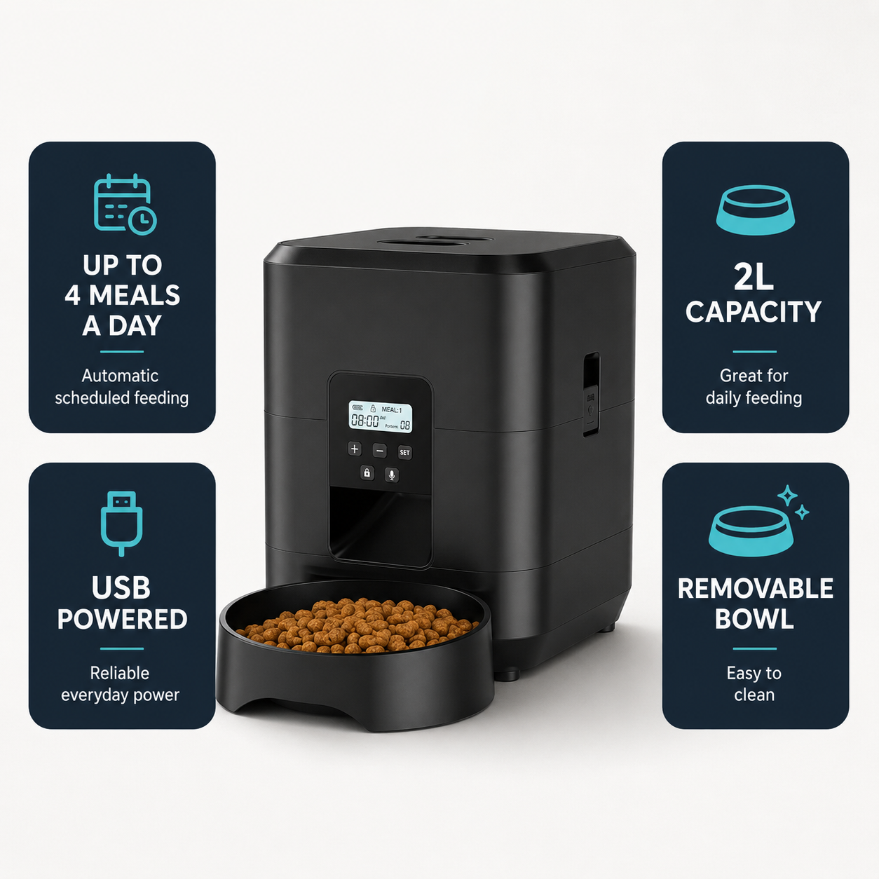 2L USB Automatic Pet Food Feeder