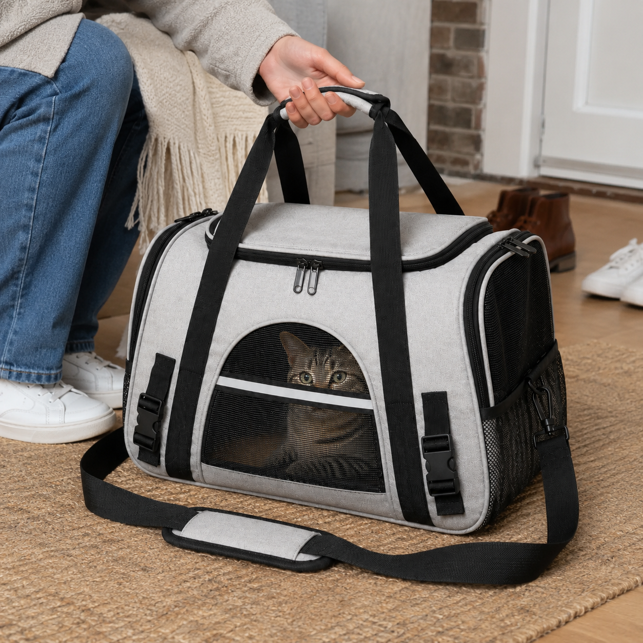 Portable Large-Capacity Breathable Cat Carrier