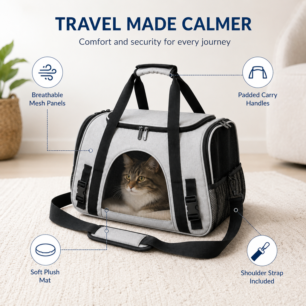Portable Large-Capacity Breathable Cat Carrier