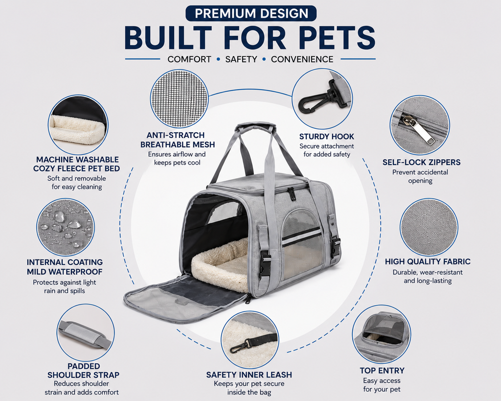 Portable Large-Capacity Breathable Cat Carrier