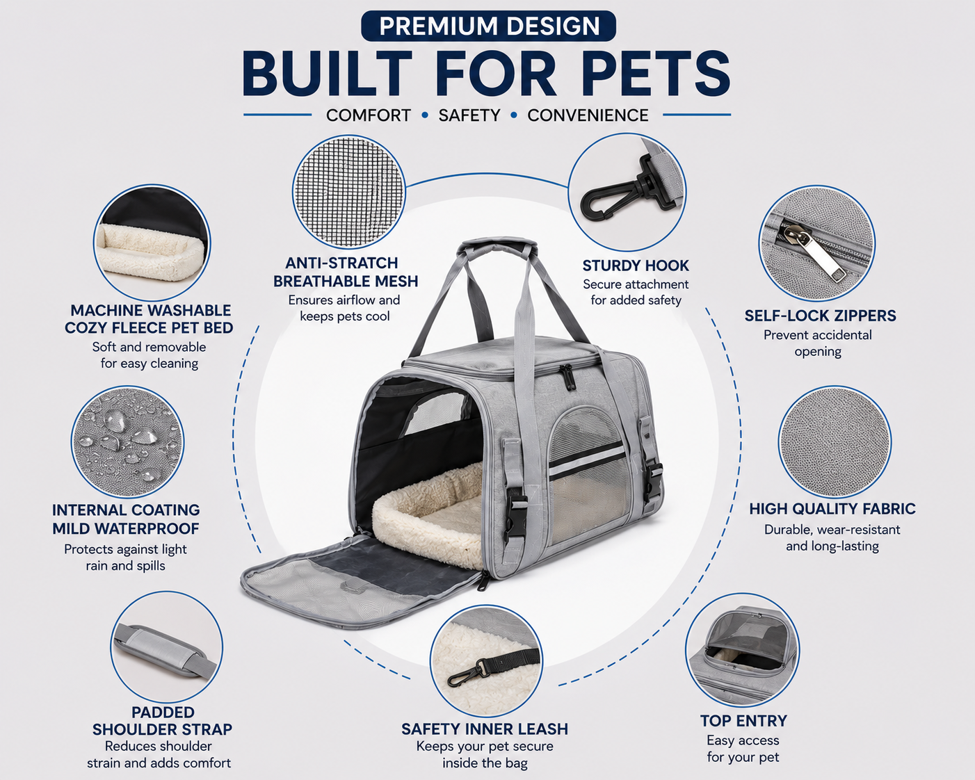 Portable Large-Capacity Breathable Cat Carrier
