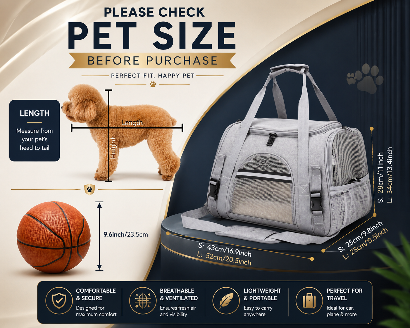 Portable Large-Capacity Breathable Cat Carrier